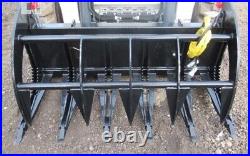 NEW USA 60 SKID STEER LOADER/TRACTOR BRUSH ROOT RAKE CLAMSHELL GRAPPLE bobcat 5