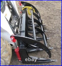 NEW USA 60 SKID STEER LOADER/TRACTOR BRUSH ROOT RAKE CLAMSHELL GRAPPLE bobcat 5