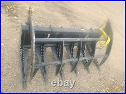 New 60 Brush Root Rake Clam Grapple Attachment Fits Skid Loader Quick Attach