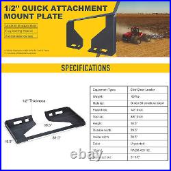 PREENEX 1/2 Quick Attach Mount Plate Attachment for Tractors Skid Steer Loaders