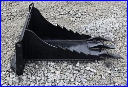 PROWorks Heavy Stump Bucket with Teeth Fits Mini Skid Steer Free Shipping