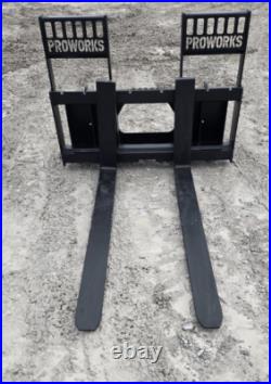 Pro Works 60 Long 8,000 Pound Class III Pallet Forks Skid Steer Attachment