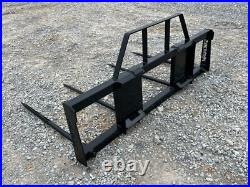 Quad Large Square Bale Hay Spear with Guard Attachment Fits Skid Steer Loader