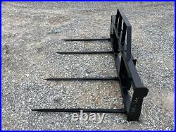 Quad Large Square Bale Hay Spear with Guard Attachment Fits Skid Steer Loader