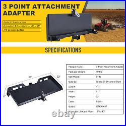 Quick Attachment Mount Plate 1/2 1/4 5/16 3-Point Adapter Skid Steer Tractors