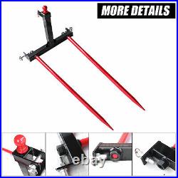 RED 3 Point 49 Hay Bale Spear Tractor Hitch Quick Loader Attachment Heavy Duty