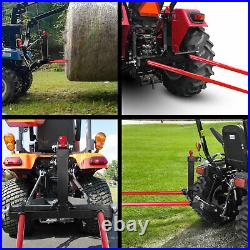 RED 3 Point 49 Hay Bale Spear Tractor Hitch Quick Loader Attachment Heavy Duty