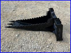 Severe Extreme Stump Bucket Attachment Fits Skid Steer Quick Attach Loader