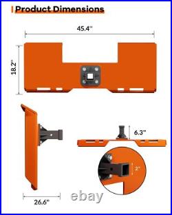 Skid Steer Attachment Plate with 2 Trailer Hitch 3/8 Thick Quick Attach Adapter