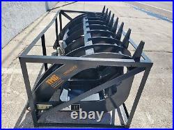 Skid Steer Loader Root Rake Clam Shell Grapple Bucket HD Dual Cyl Attachment