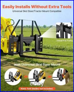 Skid Steer Pallet Fork Frame 4000LBS 45 Quick Attach 2 Hitch Receiver Loader