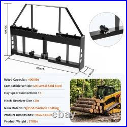Skid Steer Pallet Fork Frame 4000LB, 4548Fork Blades For Bobcat Kubota Tractors