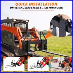 Skid Steer Pallet Fork Frame 4000LB, 4548Fork Blades For Bobcat Kubota Tractors