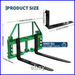 Skid Steer Pallet Fork Frame 48in Blades 4000 Lbs for JD Tractor Attachment