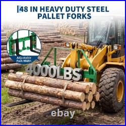 Skid Steer Pallet Fork Frame 48in Blades 4000 Lbs for JD Tractor Attachment