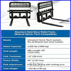 Skid Steer Tractor 45 Frame 48 Blades Quick Tach Pallet Fork Attachment 4000lb