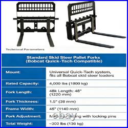 Skid Steer Tractor Attachment 45 Frame With 48 Blades Pallet Fork 4000LBS Heavy