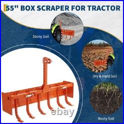 Steel Box Blade 55 Inch 6 Adjustable Shanks CAT 0-1 Tractor Attachment Shelf