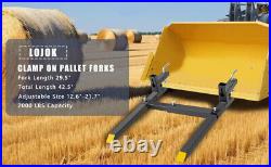 TECSPACE 43 2000 lbs Pallet Forks for Tractor Skid Steer with Stabilizer Bar