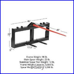 Titan Attachments Skid Steer Hay Frame with 49 Conus 2 Hay Bale and Stabilizers