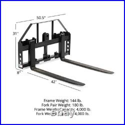Titan Attachments Standard Series Pallet Fork Frame, 42 Pallet Fork Blades