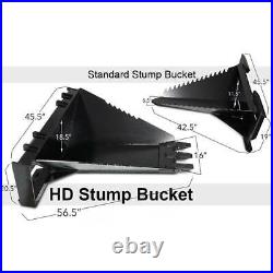 Titan Attachments Stump Bucket Skid Steer Quick Tach Heavy Duty Steel Serrated