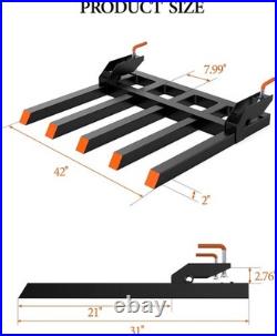 Tractor Loader Skid Steer Heavy Duty 48in Clamp-On Debris Forks 2500lb 5 Tines