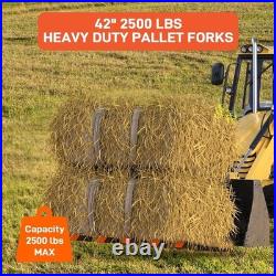 Tractor Loader Skid Steer Heavy Duty 48in Clamp-On Debris Forks 2500lb 5 Tines
