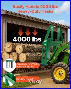 Uimoso Pallet Fork Frame Attachment with 36 Skid Steer Forks for JD Tractors