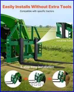 Uimoso Pallet Fork Frame Attachment with 36 Skid Steer Forks for JD Tractors