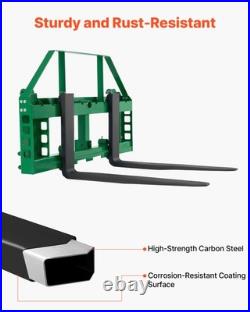 Uimoso Pallet Fork Frame Attachment with 36 Skid Steer Forks for JD Tractors