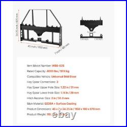 Uimoso Skid Steer Pallet Frame Hitch Receiver & Spear Sleeves 4000 lbs Capacity