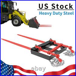 Universal Bucket Hay Bale Spear Front Skid Steer Loader Tractor Dual Tine 49