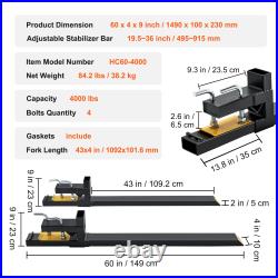 VEVOR 2000/4000 LBS Clamp on Pallet Forks Tractor Bucket Forks 43/60