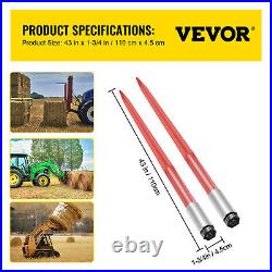 VEVOR 2pcs Hay Bale Spear 43 3000 lbs Capacity Spike Fork for Tractors Loaders