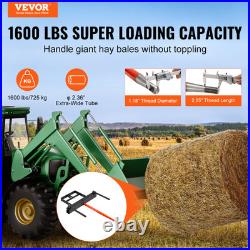 VEVOR 39 Hay Spear Bale Spear Skid Steer Loader Tractor Bucket Attachment
