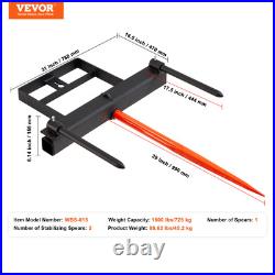 VEVOR 39 Hay Spear Bale Spear Skid Steer Loader Tractor Bucket Attachment