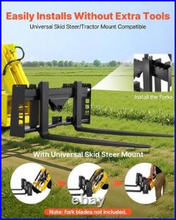 VEVOR 45 Skid Steer Pallet Frame with Hitch Receiver & Spear Sleeves 4000 lbs