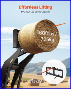 VEVOR 49 Hay Spear Bale Spears Skid Steer Loader Tractor Attachment 1600lbs