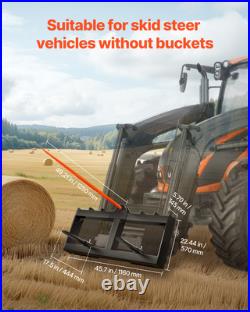 VEVOR 49 Hay Spear Bale Spears Skid Steer Loader Tractor Attachment 1600lbs