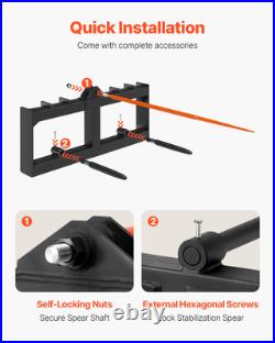 VEVOR 49 Hay Spear Bale Spears Skid Steer Loader Tractor Attachment 1600lbs