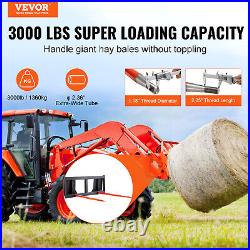 VEVOR 49 Hay Spear Bale Spears Skid Steer Loader Tractor Attachment 3000lbs