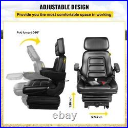 VEVOR Low Profile Suspension Seat With Armrest Dozer Backhoe Tractor Skid Steer