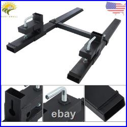 With Stabilizer Bar 4000Lbs Clamp On Pallet Forks Bucket Quick Attach 60 Tractor