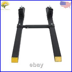 With Stabilizer Bar 4000Lbs Clamp On Pallet Forks Bucket Quick Attach 60 Tractor