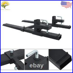 With Stabilizer Bar 4000Lbs Clamp On Pallet Forks Bucket Quick Attach 60 Tractor