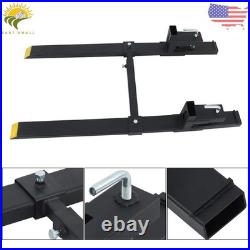 With Stabilizer Bar 4000Lbs Clamp On Pallet Forks Bucket Quick Attach 60 Tractor