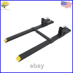 With Stabilizer Bar 4000Lbs Clamp On Pallet Forks Bucket Quick Attach 60 Tractor