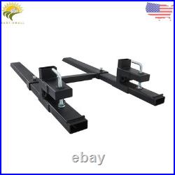 With Stabilizer Bar 4000Lbs Clamp On Pallet Forks Bucket Quick Attach 60 Tractor