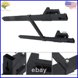 With Stabilizer Bar 4000Lbs Clamp On Pallet Forks Bucket Quick Attach 60 Tractor